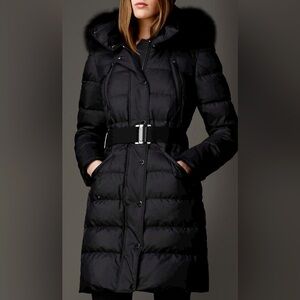 Burberry Fur Trim Puffer Coat